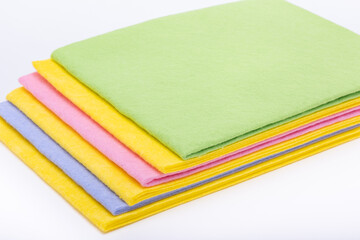 Multi-colored viscose cleaning cloths. Cleaning concept