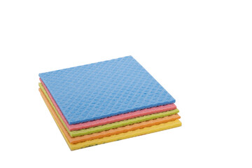 Multi-colored cellulose sponges. Cleaning concept