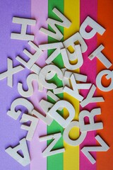 colored wooden letters background