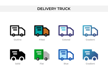 Fototapeta na wymiar Delivery Truck icon in different style. Delivery Truck vector icons designed in outline, solid, colored, filled, gradient, and flat style. Symbol, logo illustration. Vector illustration