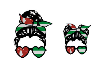 Naklejka premium Family clip art in colors of national flag on white background. Abkhazia