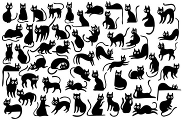 Obraz premium Cats. Vector illustrations. Design template.