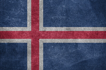 Fototapeta premium Old leather shabby background in colors of national flag. Iceland