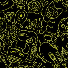 Kids seamless aliens and monsters pattern for fabrics and textiles and packaging and wrapping paper and notebooks