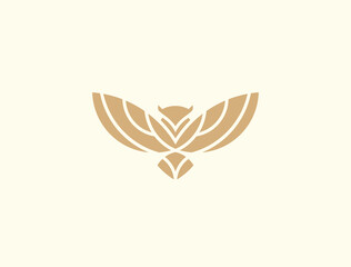 Moderne minimale uilillustratie. Lineair uil-logo.