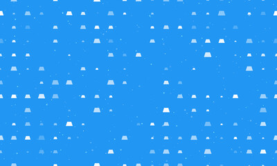 Seamless background pattern of evenly spaced white trapezoid symbols of different sizes and opacity. Vector illustration on blue background with stars