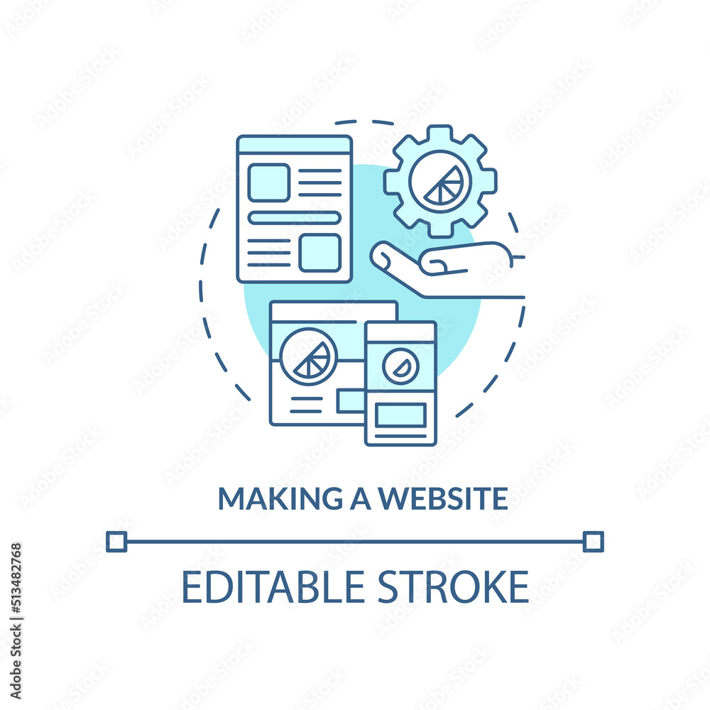 Poster making website turquoise concept icon. programming skill abstract idea thin line illustration. web d