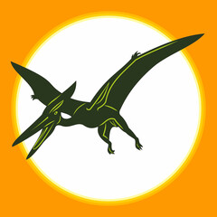 Flight of a prehistoric dinosaur pterodactyl against the background of the sunset and the moon © Антон Шевченко