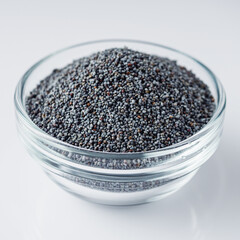 poppy seeds on a white acrylic background