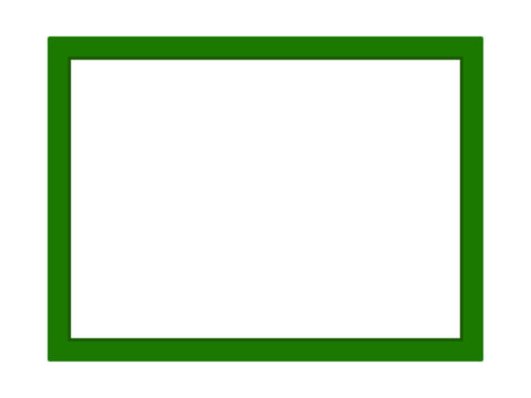 Green photo frame with empty copy space isolated on white, vector illustration. Green frame isolated on the white background vector frame ideal for advertisement background and photography.