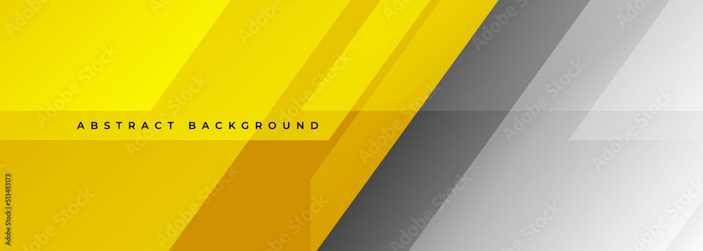 Poster yellow and gray modern futuristic abstract wide banner with geometric shapes. gray and yellow techno