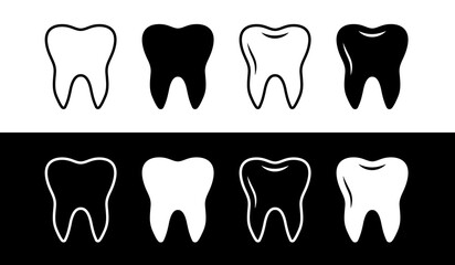 Tooth symbols teeth vector icon set