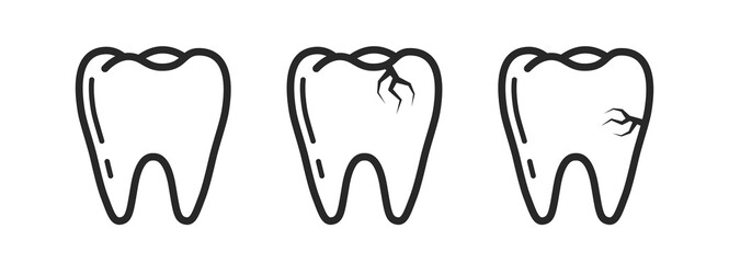 Tooth with caries vector icons
