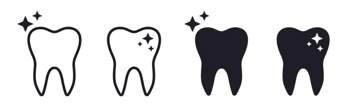 Clean tooth symbols teeth vector icons