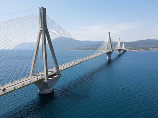 Obraz premium The suspended bridge of Rio near Patras in Greece