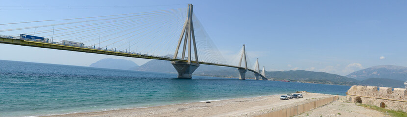 The suspended bridge of Rio near Patras in Greece