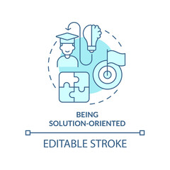 Being solution-oriented turquoise concept icon. Resilience skill abstract idea thin line illustration. Achieving goals. Isolated outline drawing. Editable stroke. Arial, Myriad Pro-Bold fonts used