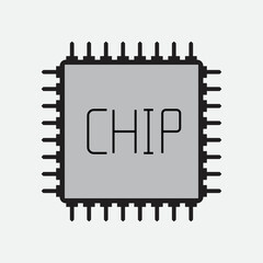 Electronic chip icon flat design vector.