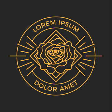 Flower rose eye emblem monoline logo design