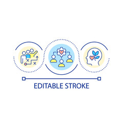 Healthy work environment loop concept icon. Teamwork and collaboration. Emotional flexibility abstract idea thin line illustration. Isolated outline drawing. Editable stroke. Arial font used