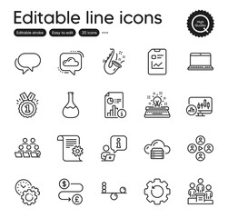 Set of Education outline icons. Contains icons as Jazz, Time management and Cloud communication elements. Report document, Money transfer, Candlestick chart web signs. Outline jazz icon. Vector