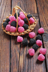 Raspberry and blackberry gummy candies