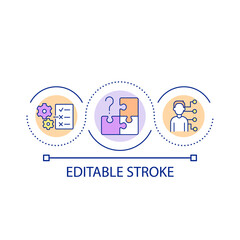 Fototapeta premium Lack of professional skills loop concept icon. Knowledge and qualities deficit. Work application abstract idea thin line illustration. Isolated outline drawing. Editable stroke. Arial font used