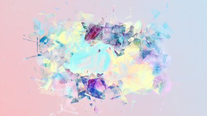Pastel digital art. Iridescent brush strokes on canvas abstract illustration. Futuristic explosion