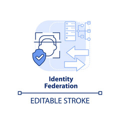 Identity federation light blue concept icon. Identity management abstract idea thin line illustration. Trust domains. Isolated outline drawing. Editable stroke. Arial, Myriad Pro-Bold fonts used