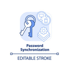 Password synchronization light blue concept icon. Management abstract idea thin line illustration. Sync between systems. Isolated outline drawing. Editable stroke. Arial, Myriad Pro-Bold fonts used