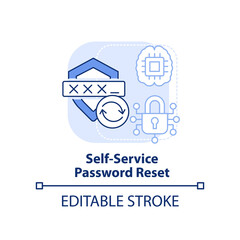 Self-service password reset light blue concept icon. Management abstract idea thin line illustration. Recovery software. Isolated outline drawing. Editable stroke. Arial, Myriad Pro-Bold fonts used