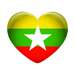 Myanmar flag icon isolated on white background. Myanmar flag. Flag icon glossy.