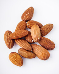 fresh almonds in shell on a white background