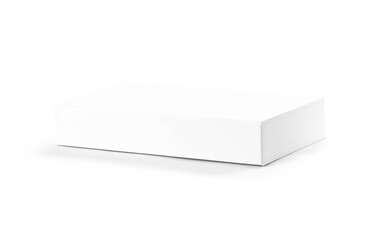 A white box with a new smartphone. Close up. Isolated on a white background