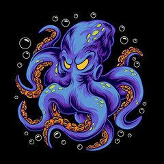 Octopus monster under the sea