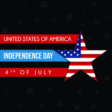 American Flag Star. 4th of July Happy Independence Day. Fourth of July Independence Day.USA Independence Day Banner Background.Independence Day Celebrate Banner. Vector illustration.