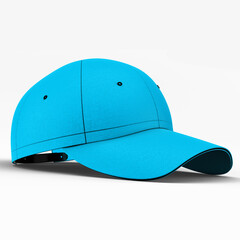 Promote your hat brand across with this Side View Sweet Baseball Cap Mockup In Blue Atoll Color.