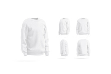 Blank white knitted sweater mockup, different views