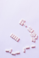 Top view of dental chewing gums on white background.