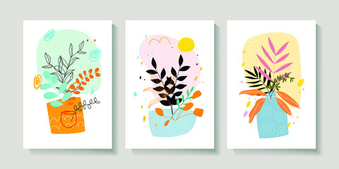 A set of beautiful floral,tropical,flowers,leaves, vector illustration background.