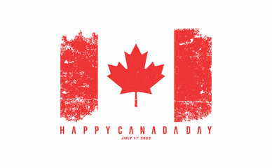 happy canada day with grunge flag for background poster wallpaper greeting card decoration and covering template. vector illustration