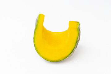 Cutout Slice Green Asian Pumpkin on White Background