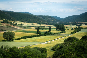 Panoramic view from Castle of Lanos in Ocio village, Alava province in Spain
