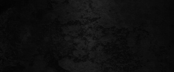 Fototapeta na wymiar Dark wall halloween background concept. Scary background. Horror texture banner, black or dark gray rough grainy stone texture background, Black stone concrete texture background anthracite panorama. 