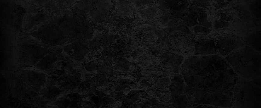 Dark wall halloween background concept. Scary background. Horror texture banner, black or dark gray rough grainy stone texture background, Black stone concrete texture background anthracite panorama. © Grave passenger