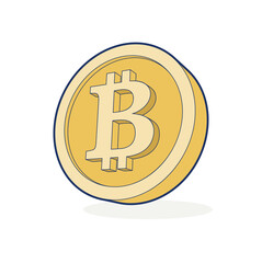 Crypto currency golden coin, bitcoin symbol isolated on  background. Vector illustration. Golden bitcoin coin.