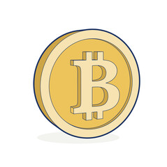 Crypto currency golden coin, bitcoin symbol isolated on  background. Vector illustration. Golden bitcoin coin.