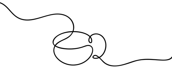 Obraz premium Continuous line art or One Line Drawing of hot cup of coffee or tea and smoke. Cup of Coffee drawing concept. Calligraphic illustration hand drawn design for logo, icon cafe, menu, textile