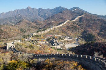 Horizontal image of the entrance building of the Badaling Great wall, Beijing, China. Copy space...