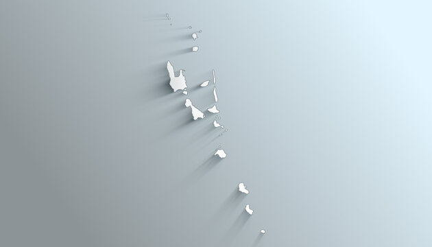 Modern White Map of Vanuatu with Provinces With Shadow